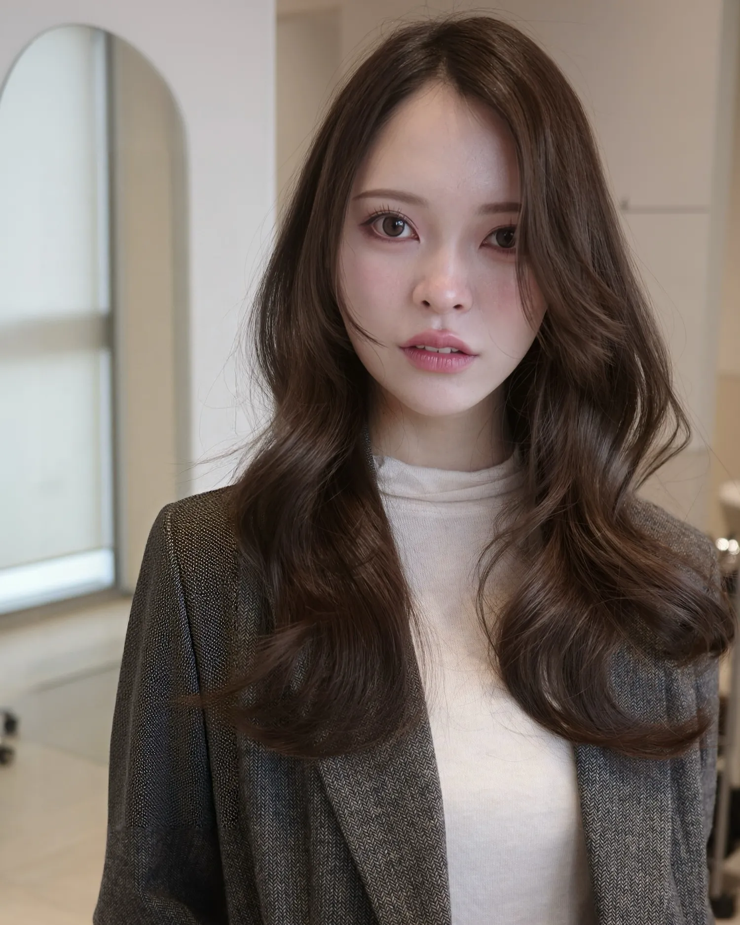 重めロングヘア×ローレイヤーカット